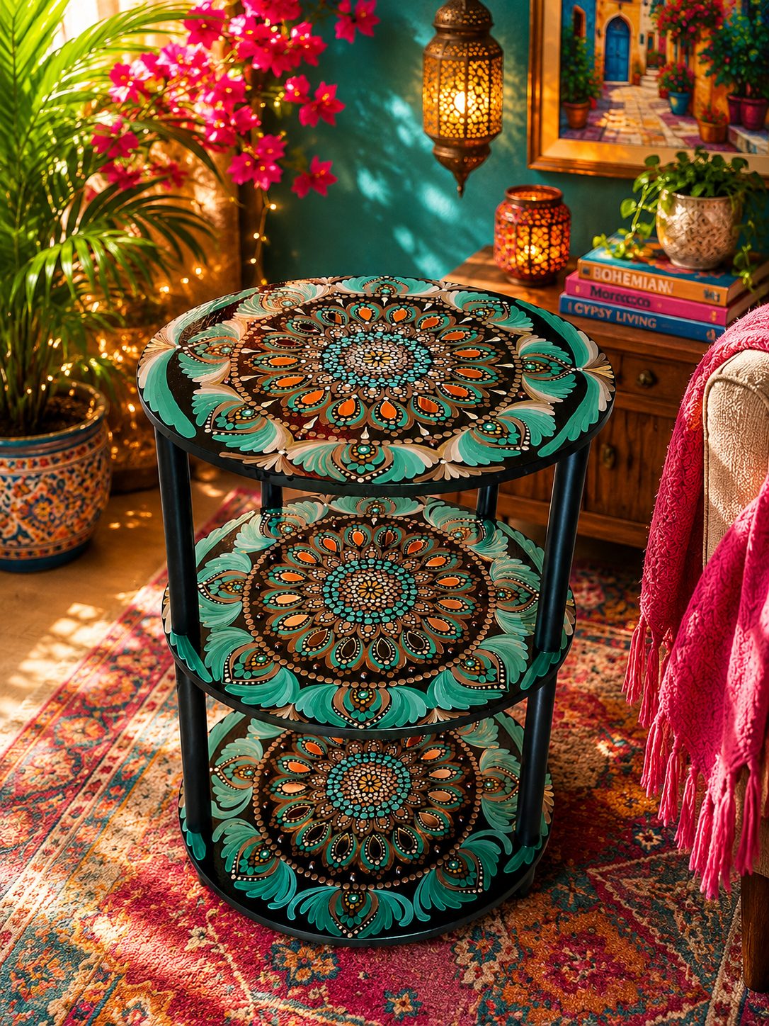Hand-Painted Mandala Tables