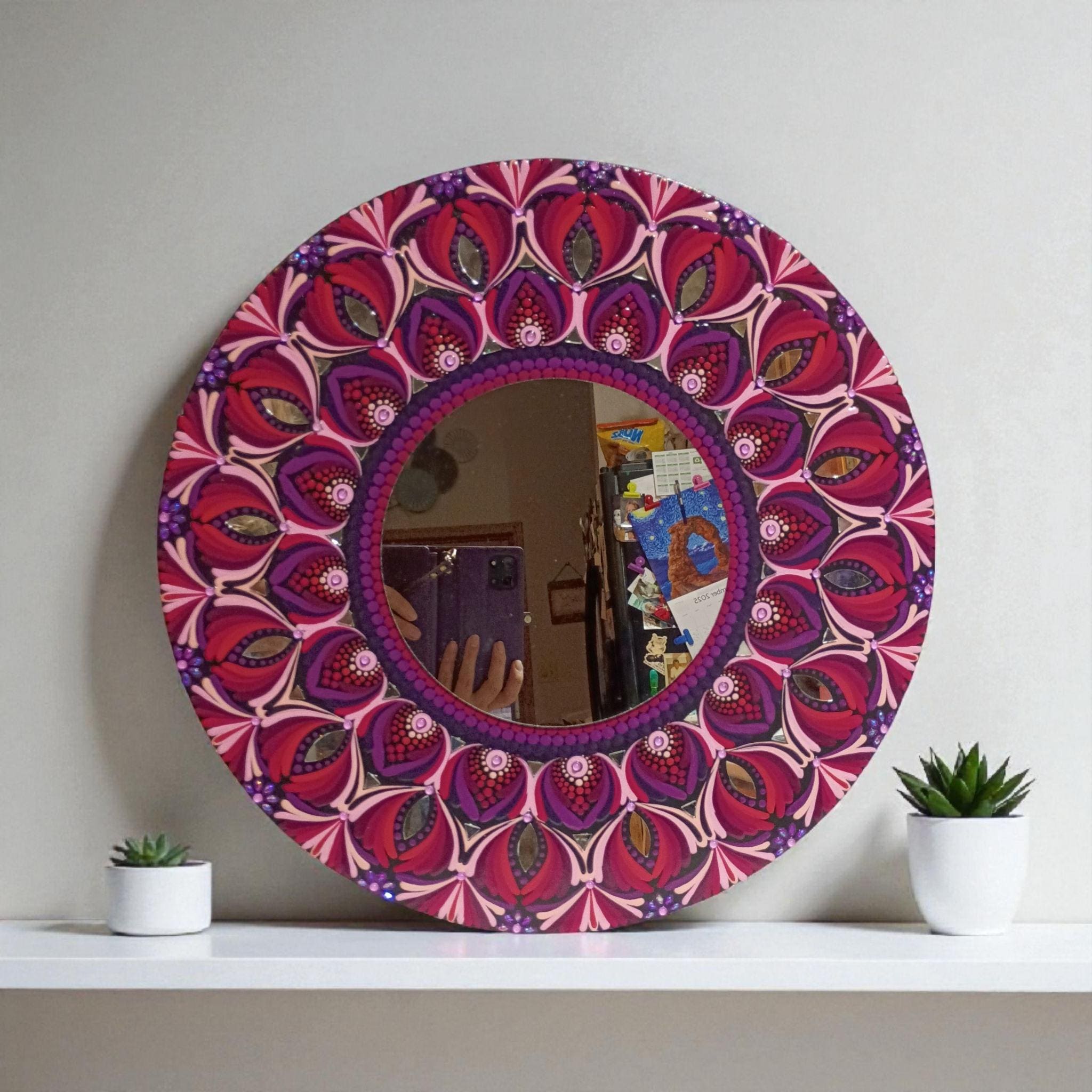 Hand-Painted Mandala Accent Wall Mirrors