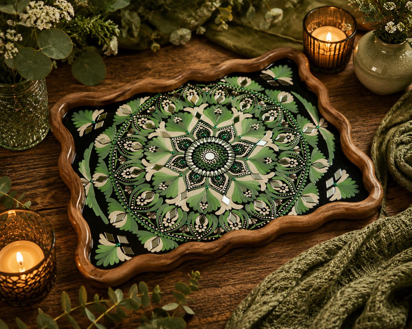 Hand-Painted Mandala Tray