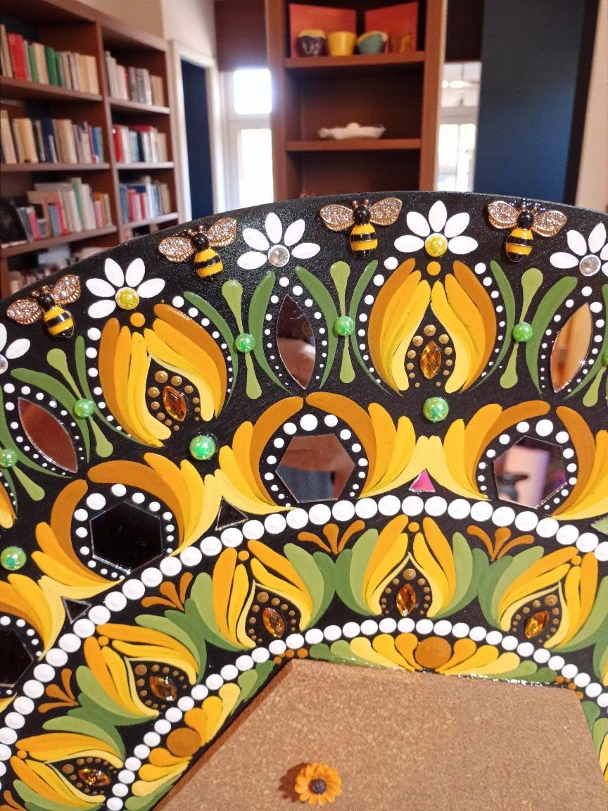 20" Hand-Painted Mandala Bulletin Board: Bee Themed