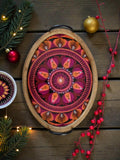 19 × 14.5" Hand-Painted Oval Tray – Sunset Colors