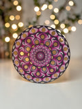 16" Hand-Painted Mandala Acrylic Art - Wall Hanging in shades of mauve