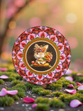 16" Hand-Painted Mandala Round Wood Wall Art- Spring Bunny