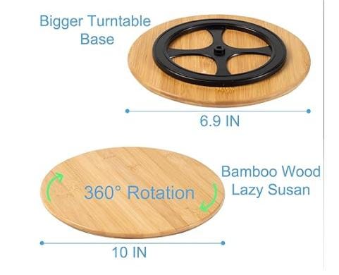 Hand-Painted Mandala Lazy Susan Turntable (10 inch) – Green and Coral with shimmering accents