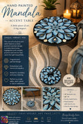 Hand‑Painted Blue Mandala Accent Table