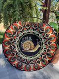 16" Hand-Painted Snail Mandala Acrylic Art - Fall Colors Wall Hanging