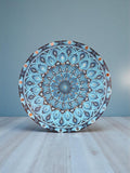 24” Hand-Painted Mandala with Mirror Accents | Ice Blue and Copper Tones
