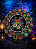 16" Dragonfly Themed Hand‑Painted Rainbow Mandala Art