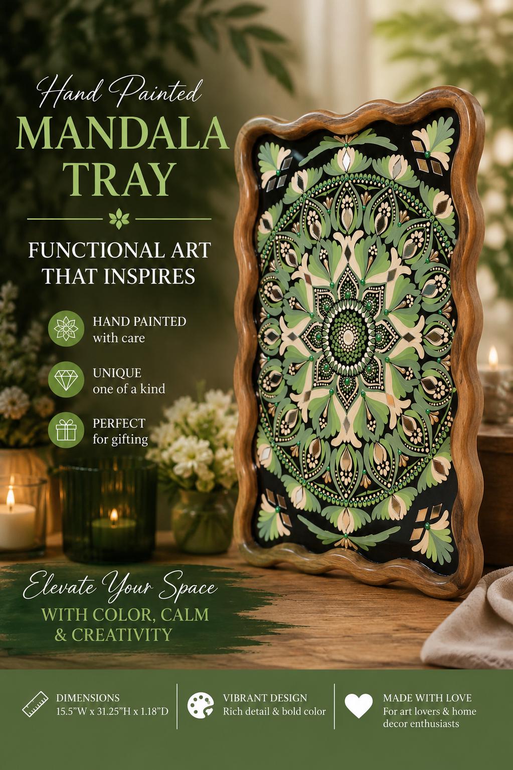 Hand-Painted Mandala Tray