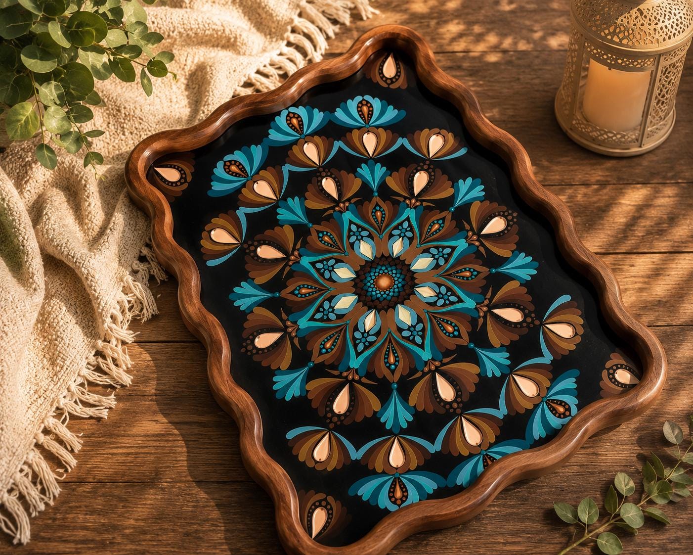 Hand-Painted Mandala Tray